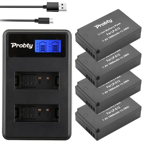 Batteria 1800mah e12 - lp-e12, +